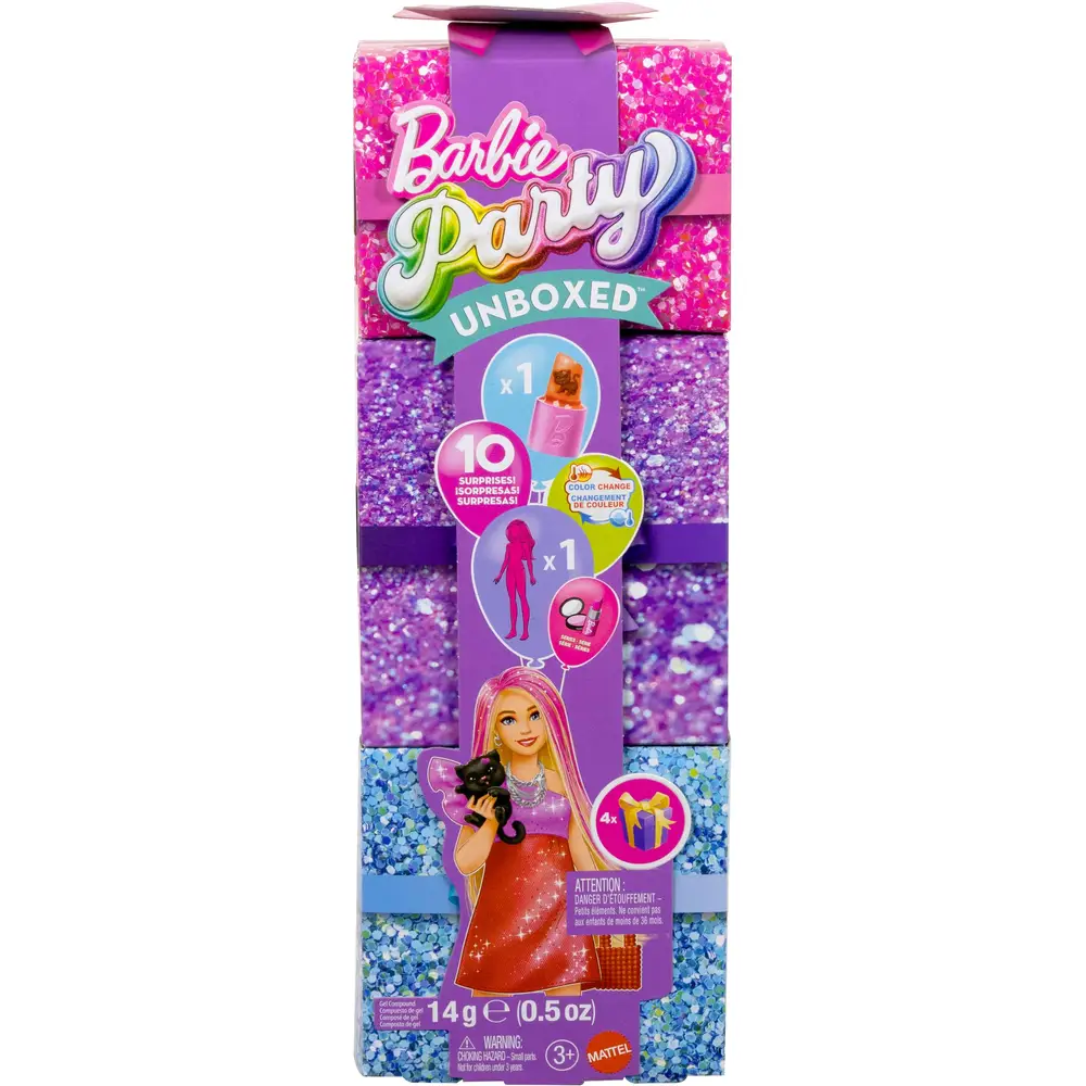 Mattel poupée mannequin Barbie Glam Party paillettes rouges et surprises
