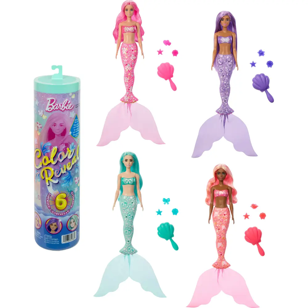 Poupée sirène Barbie - Color Reveal avec accessoires et 6 surprises