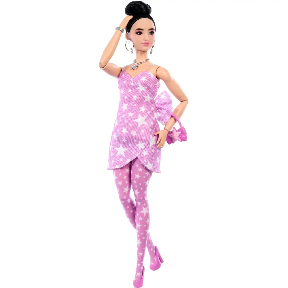 Poupée Barbie - Style Deluxe haut court en denim rose et cheveux bruns