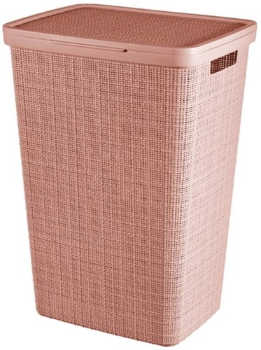 Curver boîte à linge jute-look 58L Rose Dawn avec couvercle plastique rose