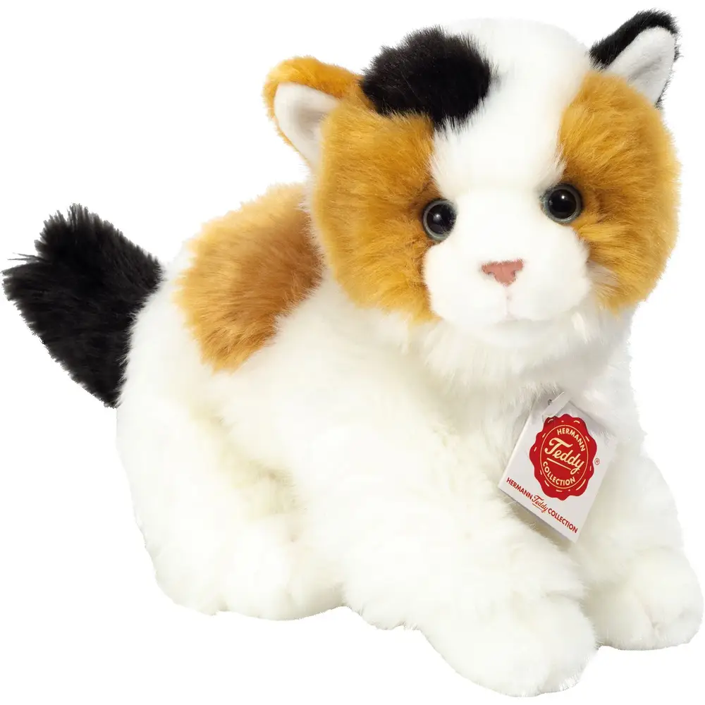 Hermann Teddy peluche chat tricolore - chat en peluche doux 24 cm