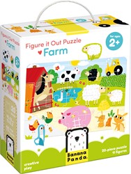 Banana Panda puzzle Ferme avec 11 figurines de jeu - 2+ - 20 pièces