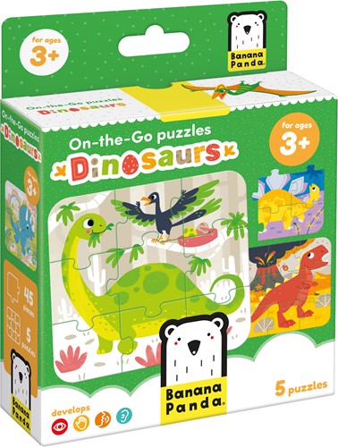Banana Panda Puzzle On-the-Go dinosaures 3+ - CINQ puzzles de 9 pièces - Jouets de puzzle amusants dinosaures