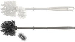 Brosse de toilette plastique blanc avec nettoyeur de rebord - brosse WC hygiénique