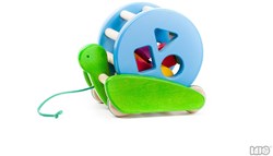 Bajo escargot à tirer en bois avec trieur de formes - jouet éducatif