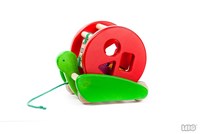 Bajo escargot à tirer en bois avec trieur de formes - jouet éducatif-2