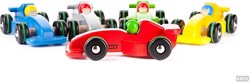 Bajo voiture de course Formule 1 en bois rouge jouet durable