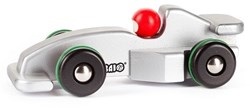 Bajo voiture de course en bois Formule 1 argentée - jouet durable