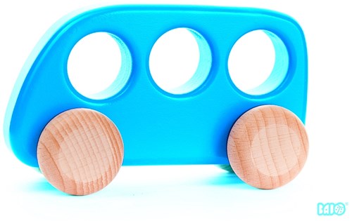 Bajo bus en bois jouet, bleu clair - véhicule en bois durable