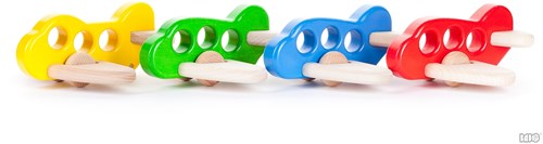 Bajo véhicule jouet en bois avion rouge - jouet durable pour enfants-2
