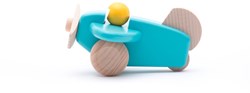 Bajo avion en bois avec pilote - avion jouet en bois bleu