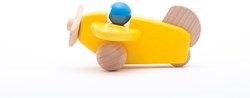 Bajo Avion en Bois avec Pilote - Jouet Jaune