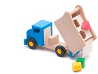 Bajo camion-benne trieur de formes - Jouet en bois bleu pour enfants-2