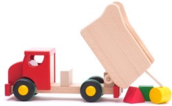 Bajo Camion Benne en Bois Jouet Éducatif avec Blocs - 26 cm