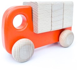 Bajo Petit camion en bois avec blocs - Orange