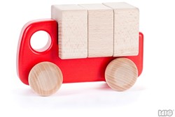 Bajo camion en bois avec blocs - jouet éducatif rouge