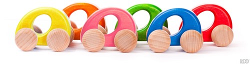 Bajo voiture en bois ellipse bleue - jouet durable pour enfants-2