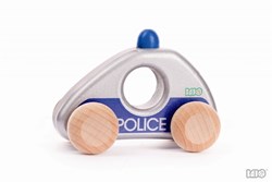 Bajo Voiture de Police en Bois - Véhicule jouet bleu pour enfants