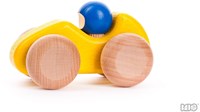 Bajo voiture de course en bois jaune - jouet durable pour enfants
