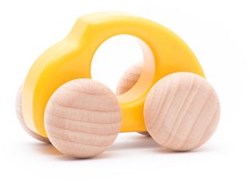 Bajo voiture en bois Beetle jaune - jouet classique durable