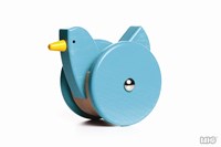 Bajo Figurine à Bascule en Bois Poule - Jouet Bleu pour Enfants
