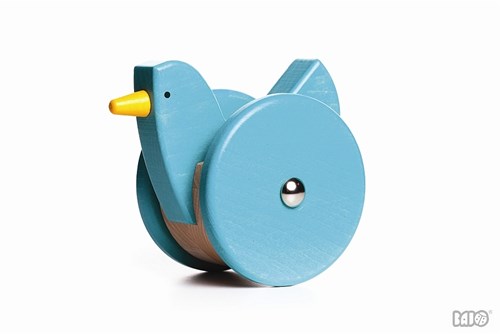 Bajo Figurine à Bascule en Bois Poule - Jouet Bleu pour Enfants