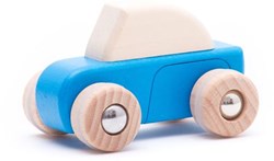 Bajo voiture en bois à rétrofriction bleue - jouet durable