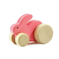 Bajo lapin en bois - Figurine rose, jouet durable