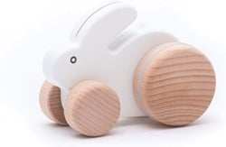 Figurine Bajo en bois Petit lapin, Blanc