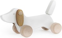 Bajo chiot teckel en bois - jouet chien blanc en bois