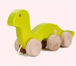 Bajo jouet à tirer en bois Ver - Vert - jouet durable