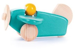 Bajo avion en bois avec pilote - jouet avion bleu clair