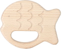 Bajo anneau de dentition bois poisson - jouet bébé durable bois