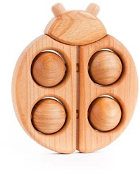 Bajo hochet en bois coccinelle jouet bébé - naturel