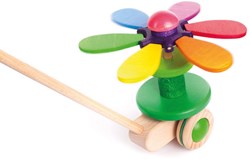 Bajo jouet en bois Flower Rainbow - fleur colorée sur bâton