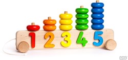 Bajo Abacus en Bois Plateau à Empiler sur Roulettes - Jouet Éducatif Multicolore