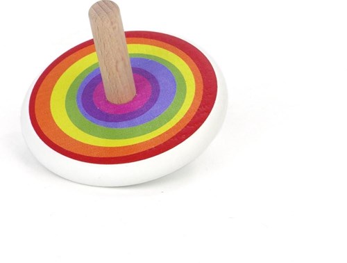 Bajo toupie en bois - jouet arc-en-ciel pour enfants