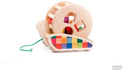 Bajo jouet à tirer en bois escargot avec boîte à formes - jouet éducatif