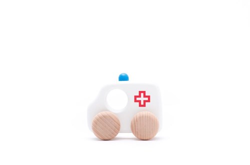 Bajo véhicule jouet en bois Ambulance - véhicule classique 10 cm-2