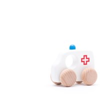 Bajo véhicule jouet en bois Ambulance - véhicule classique 10 cm