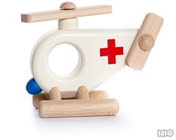 Bajo hélicoptère ambulance en bois - jouet durable 8 cm