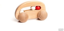 Voiture en bois Bajo avec perles, naturel