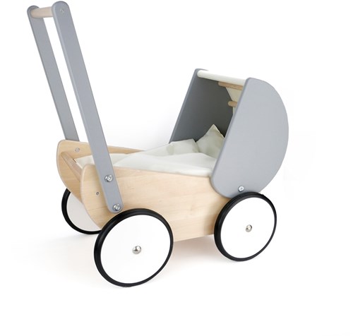 Bajo landau de poupée en bois - gris jouet landau en bois