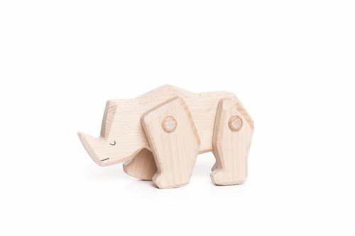 Bajo figurine rhinocéros en bois durable et créative pour enfants