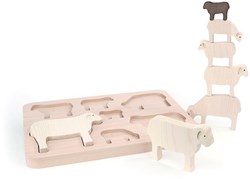 Bajo puzzle en bois formes moutons - jouet éducatif 7 pièces