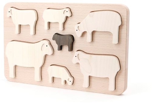 Bajo puzzle en bois formes moutons - jouet éducatif 7 pièces-2