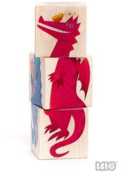 Bajo puzzle en blocs de bois dragons - jouet éducatif 12 blocs