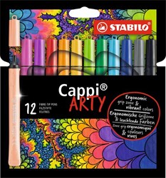Stabilo feutre Cappi étui ARTY avec 12 couleurs et anneau à capuchon