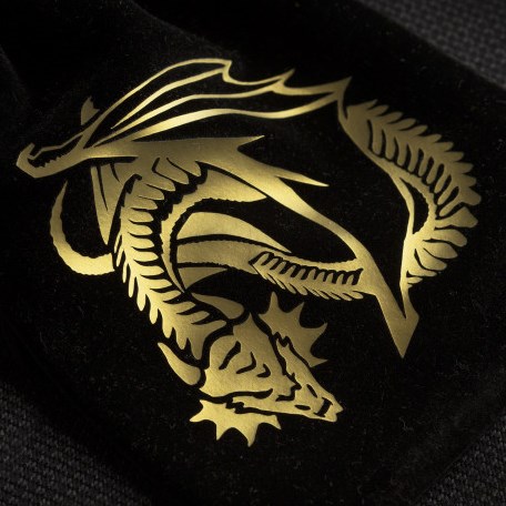 Q-Workshop Dragon - Sac à dés en velours noir et doré-3