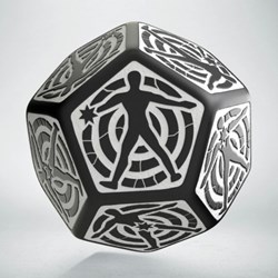 Q-Workshop dé D12 noir-blanc pour jeux de plateau